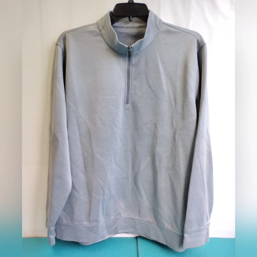 Hickey Freeman Comfort Stretch Quarter Zip Pullover Striped Sweater XXL